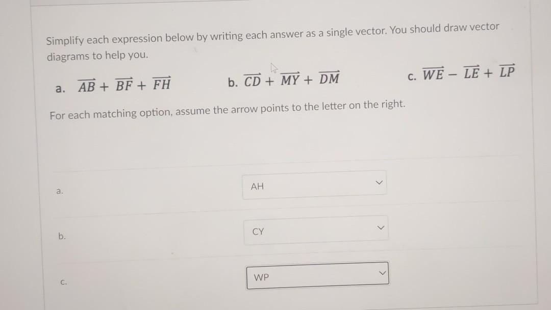 Solved Simplify each expression below by writing each answer | Chegg.com