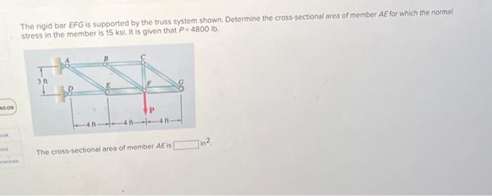 Solved The Rigid Bar EFG Is Supported By The Truss System | Chegg.com