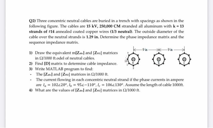 Solved Q2) Three Concentric Neutral Cables Are Buried In A | Chegg.com