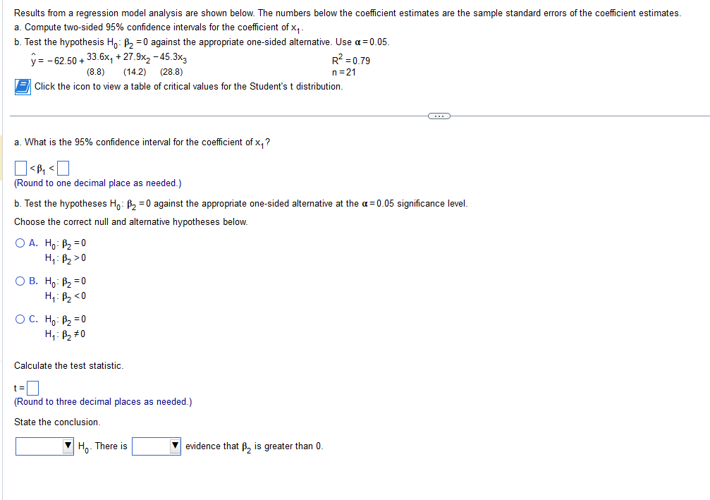 Solved Results from a regression model analysis are shown | Chegg.com