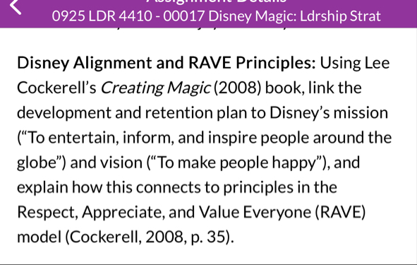 Solved 0925 ﻿LDR 4410-00017 ﻿Disney Magic: Ldrship | Chegg.com