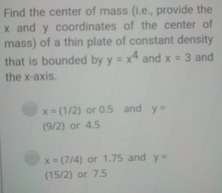 Solved Find the center of mass (i.e., provide the x and y | Chegg.com