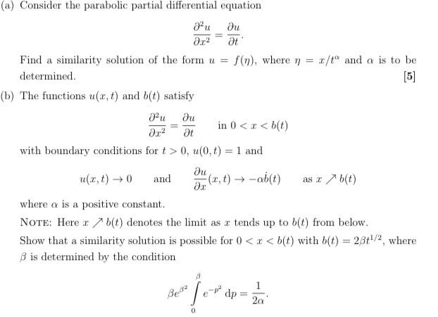 Solved - (a) Consider the parabolic partial differential | Chegg.com