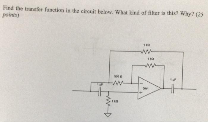 Solved Find the transfer function in the circuit below. What | Chegg.com