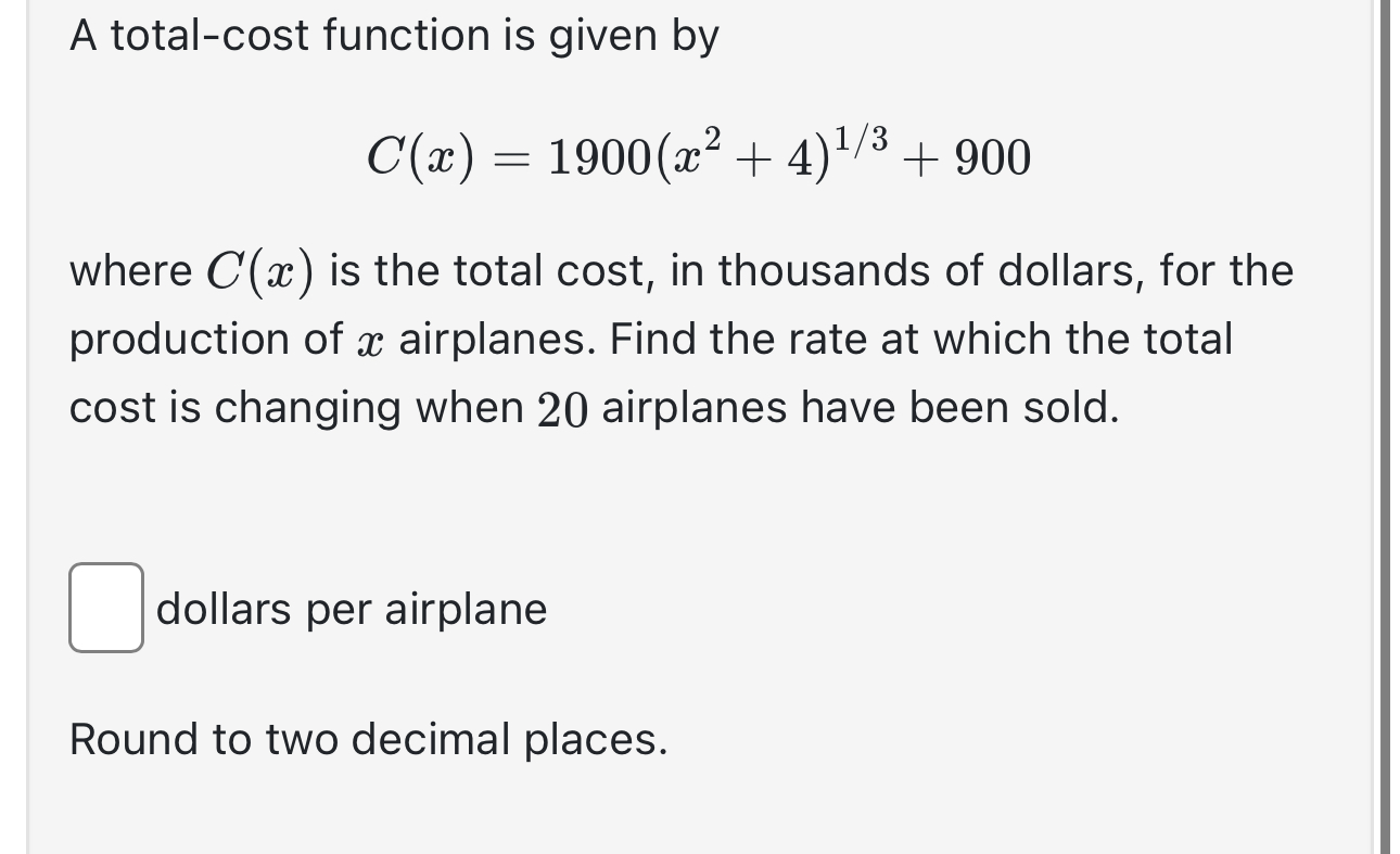 Solved A total-cost function is given | Chegg.com