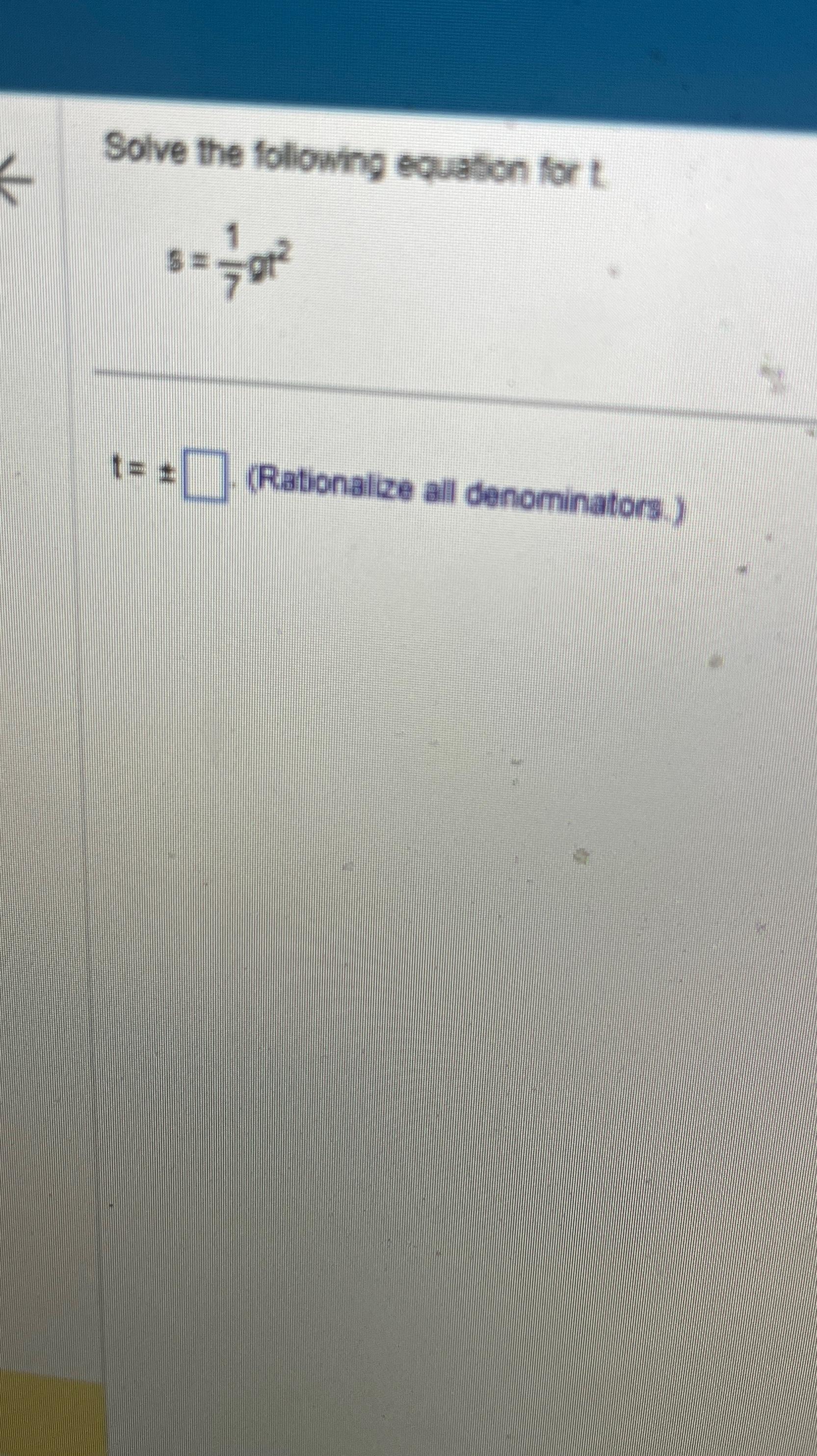 Solved Solve The Following Equation For | Chegg.com