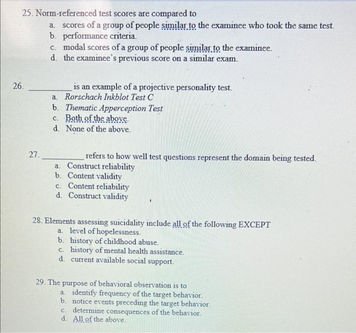 Solved 25 Norm Referenced Test Scores Are Compared To A 