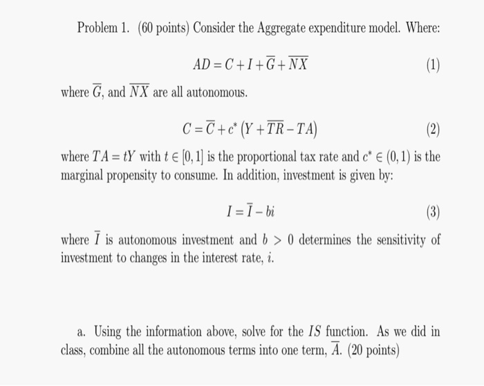 solved in the classical model, a decrease in aggregate... Solved Problem 1. (60 points) Consider the Aggregate | Chegg.com
