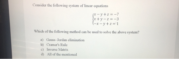Solved Consider the following system of linear equations (x | Chegg.com