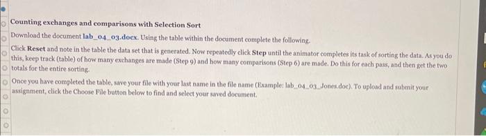 Solved Counting exchanges and comparisons with Selection | Chegg.com