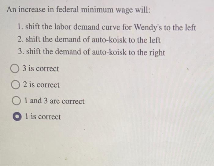 Solved An Increase In Federal Minimum Wage Will: 1. Shift | Chegg.com