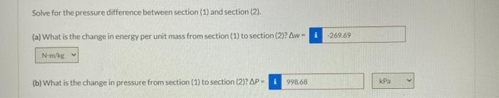 Solved Solve for the pressure difference between section (1) | Chegg.com