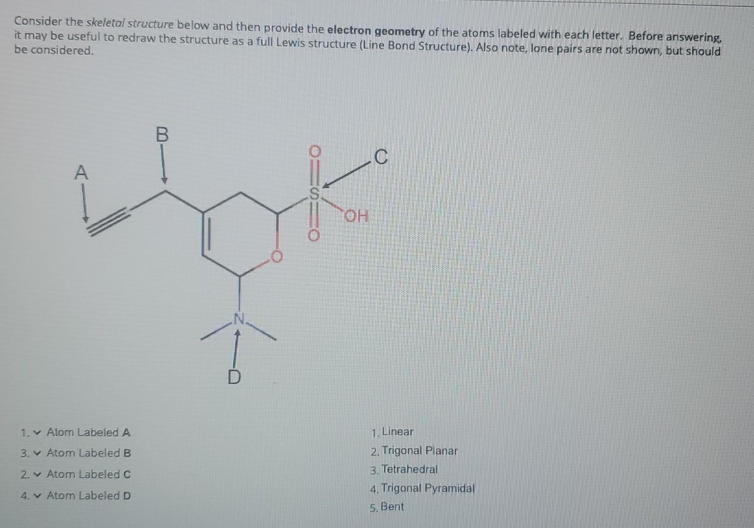Solved Consider the skeletal structure below and then | Chegg.com