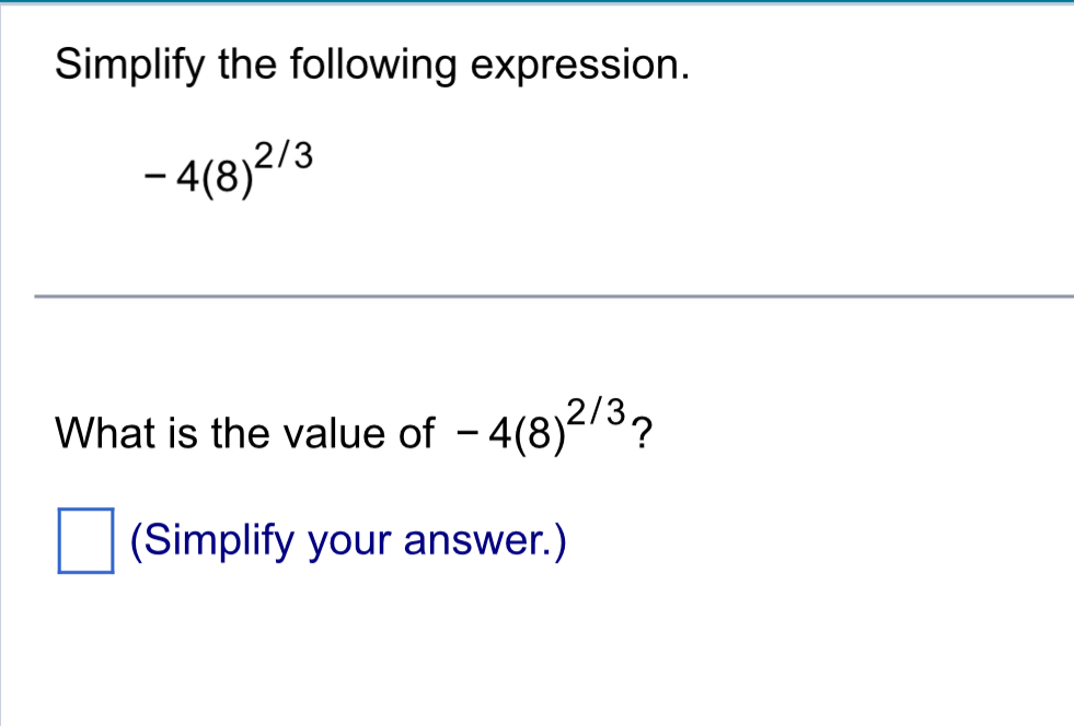 Solved Simplify The Following Expression 4 8 23What Is The Chegg