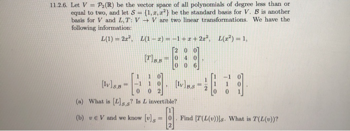 Solved 11 2 6 Let V P R Be The Vector Space Of All Po Chegg Com