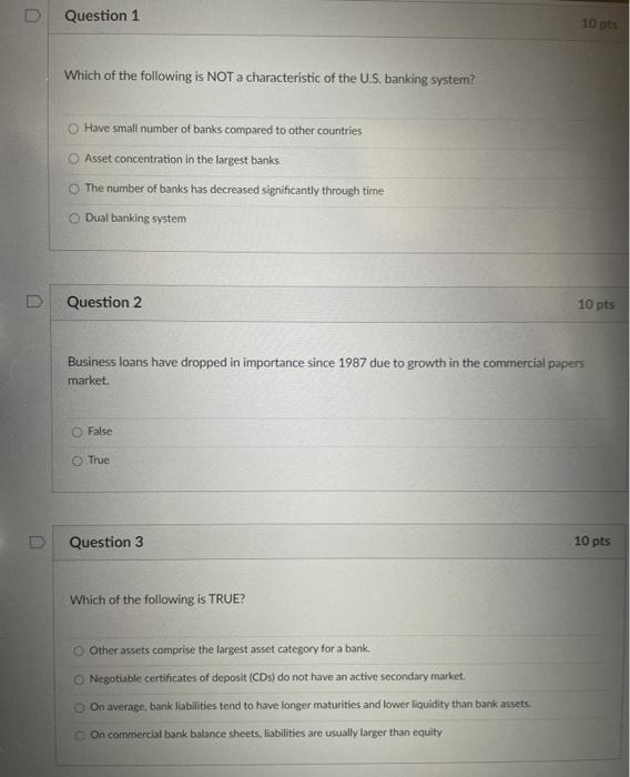 Solved Question 1 10 pts Which of the following is NOT a | Chegg.com