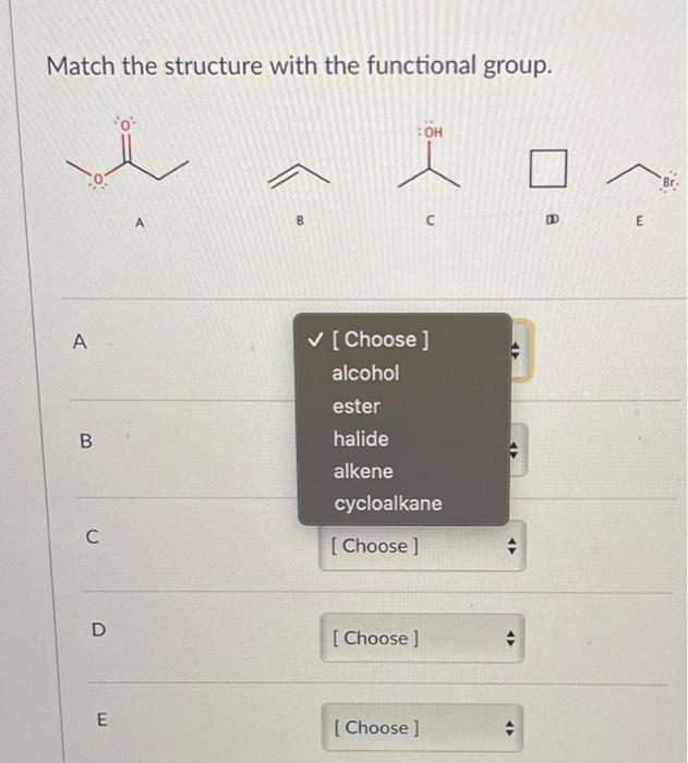 Match the structure with the functional group.