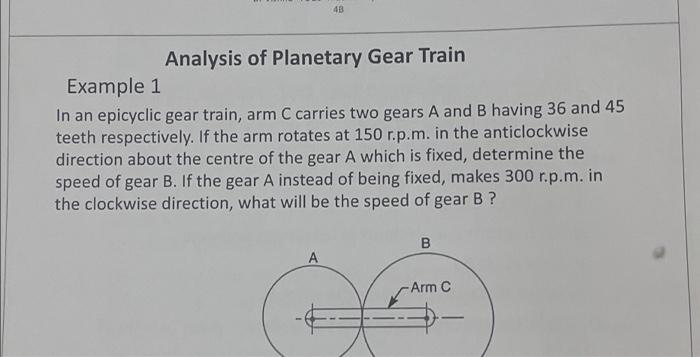 Solved 43 Analysis of Planetary Gear Train Example 1 In an | Chegg.com