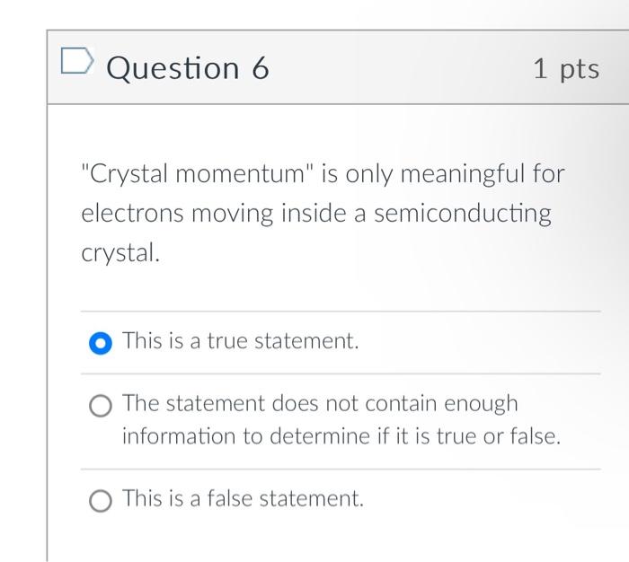 Solved "Crystal momentum" is only meaningful for electrons