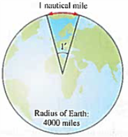 Solved: Nautical Miles If a central angle with its vertex at the c ...