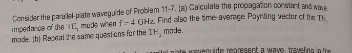 Solved the parallel plate waveguide is filled with a | Chegg.com