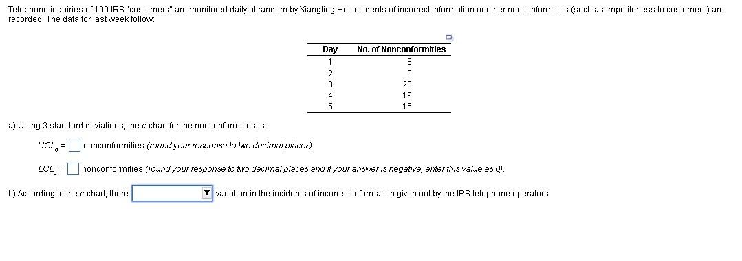 Solved Telephone inquiries of 100 IRS 