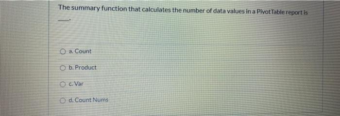 Solved The summary function that calculates the number of | Chegg.com