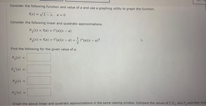Solved Consider the following function and value of a and | Chegg.com