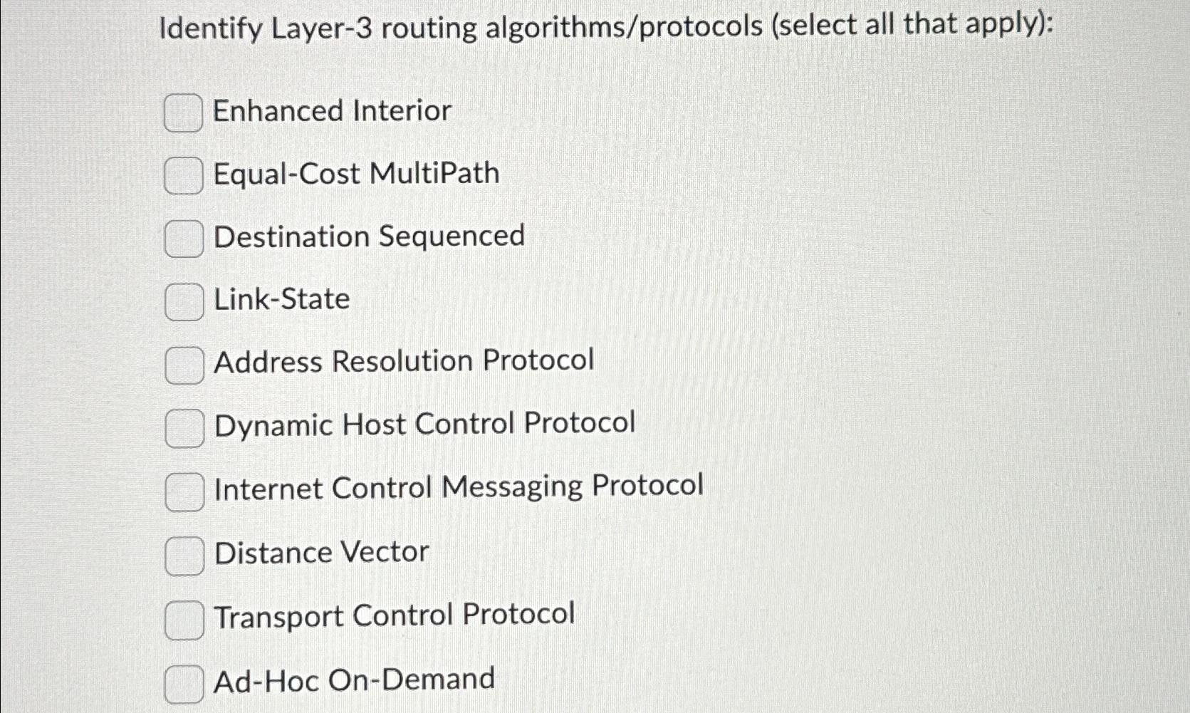 Solved Identify Layer-3 ﻿routing algorithms/protocols | Chegg.com
