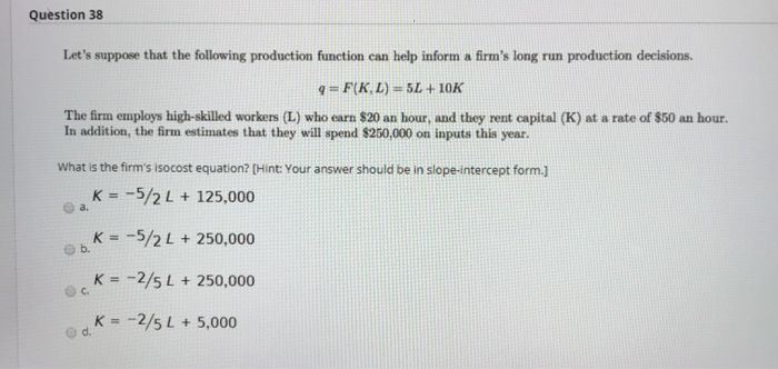 Solved Question 38 Let's suppose that the following | Chegg.com