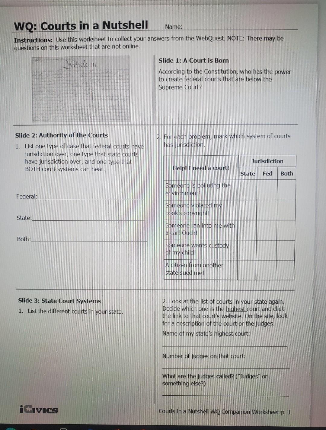 Wo Courts In A Nutshell Name Instructions Use This Chegg 