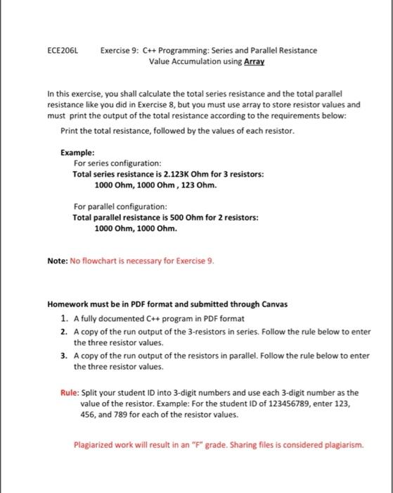 Solved ECE 206L Exercise 9: C++ Programming: Series and | Chegg.com