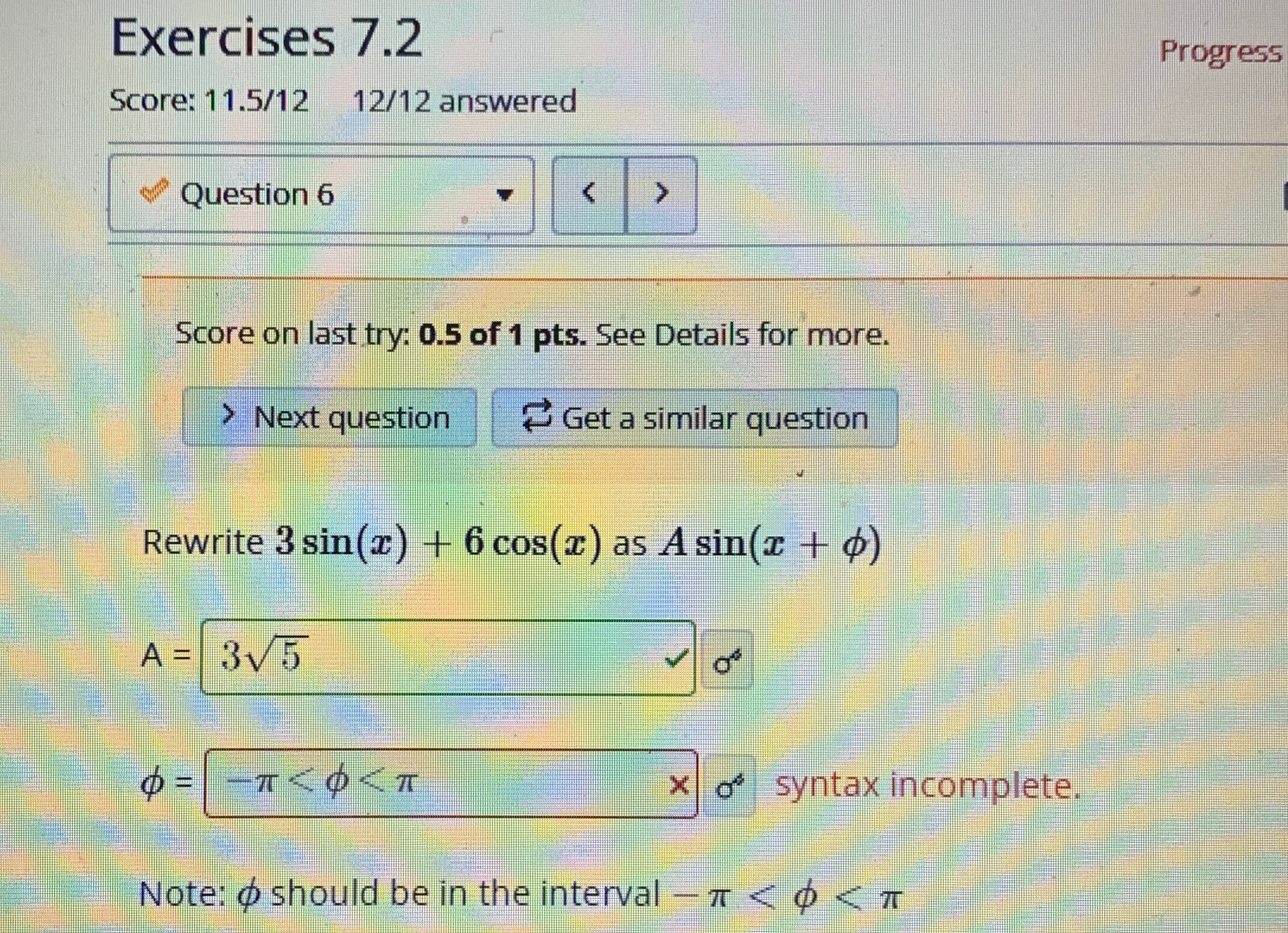 Solved Exercises 7.2ProgressScore: 11.512,1212 | Chegg.com
