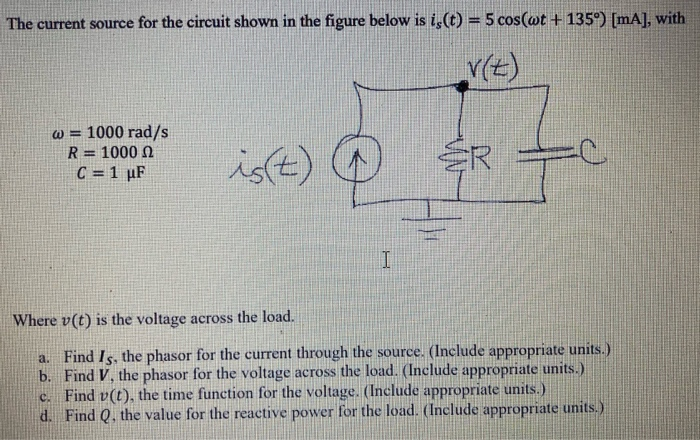 Solved The current source for the circuit shown in the | Chegg.com