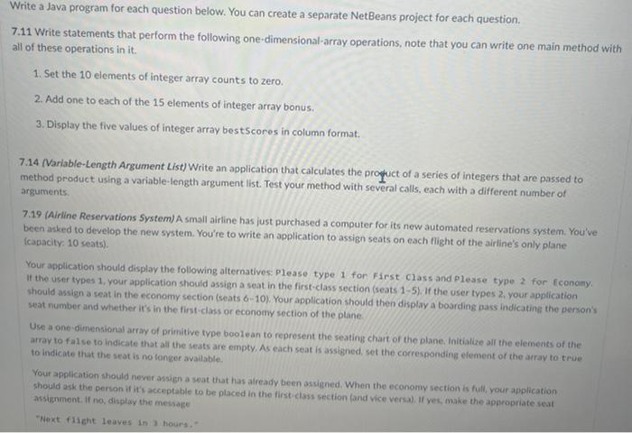 Solved Write a Java program for each question below. You can | Chegg.com