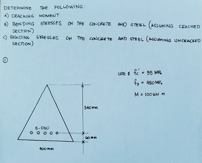 Solved DETERMINE THE FOLLOWING:A) ﻿CRACKING MOMENTB) | Chegg.com