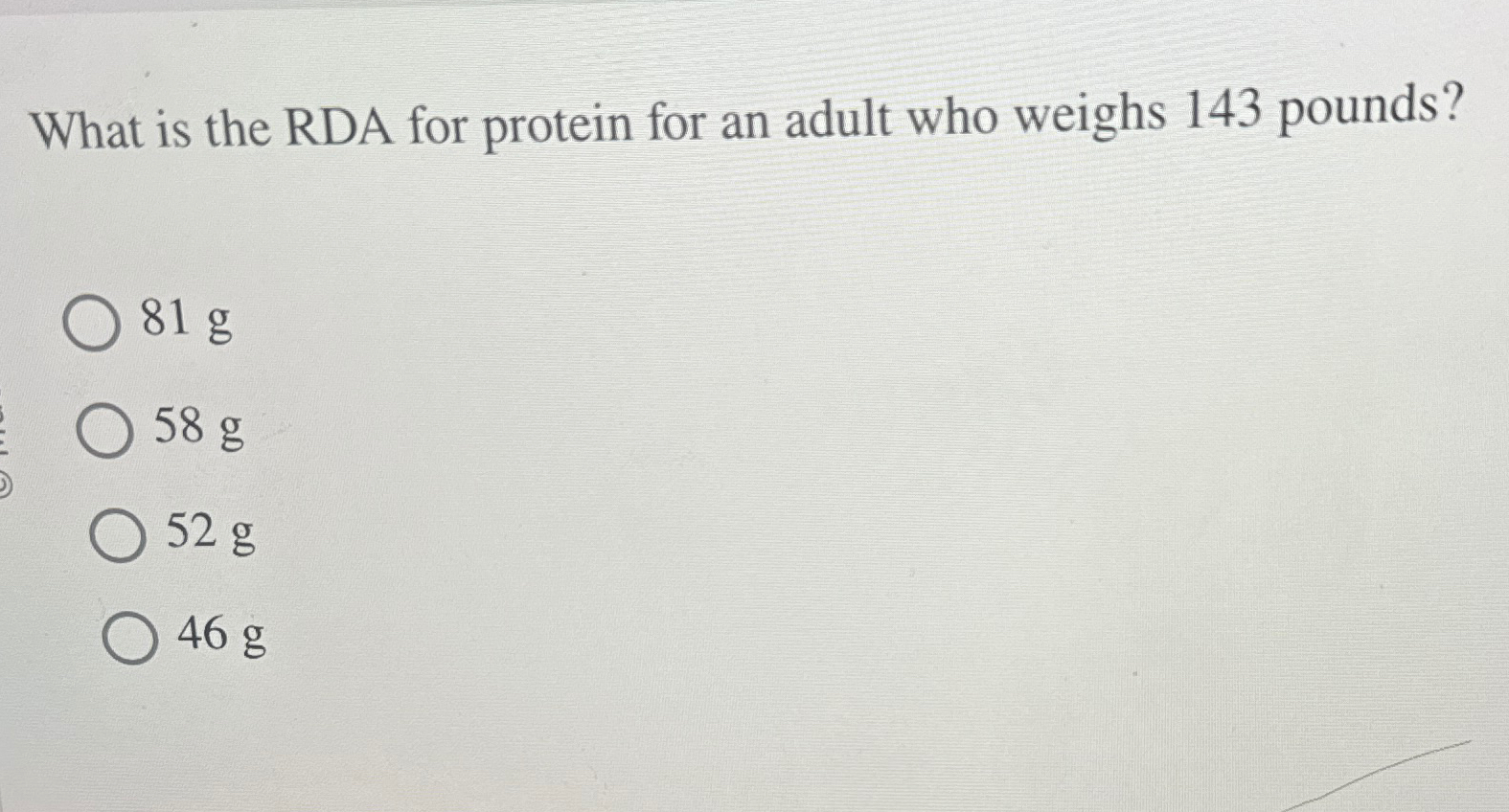 Solved What is the RDA for protein for an adult who weighs | Chegg.com