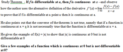 Solved If f is differentiable at a, then f is continuous at | Chegg.com