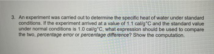 Solved 3. An experiment was carried out to determine the | Chegg.com