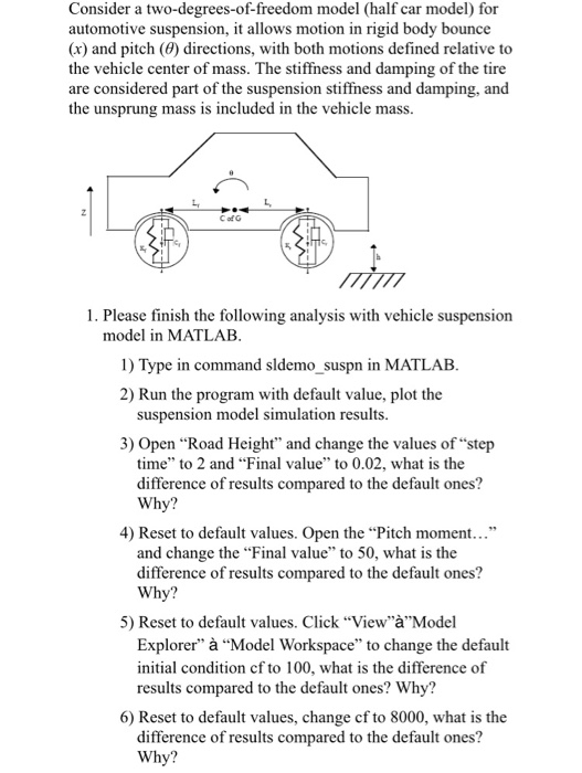 Consider a twodegreesoffreedom model (half car