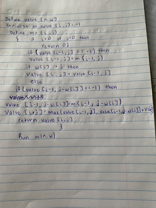 Define Value N W Initialize An Value Ij 1 2 Chegg Com