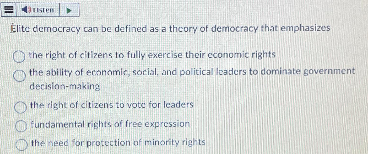 write a critical essay on the elitist theory of democracy