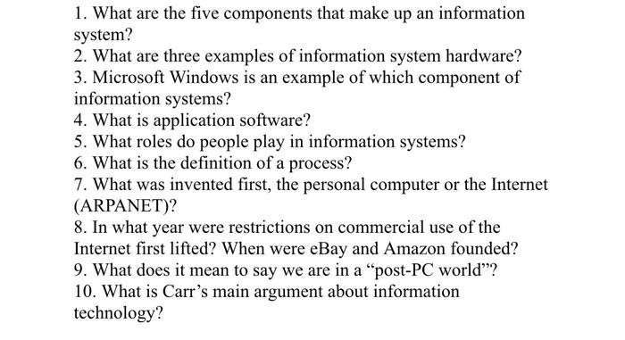components of an information system with an example