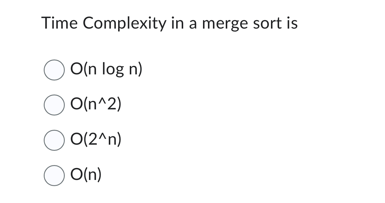 Time Complexity in a merge sort | Chegg.com