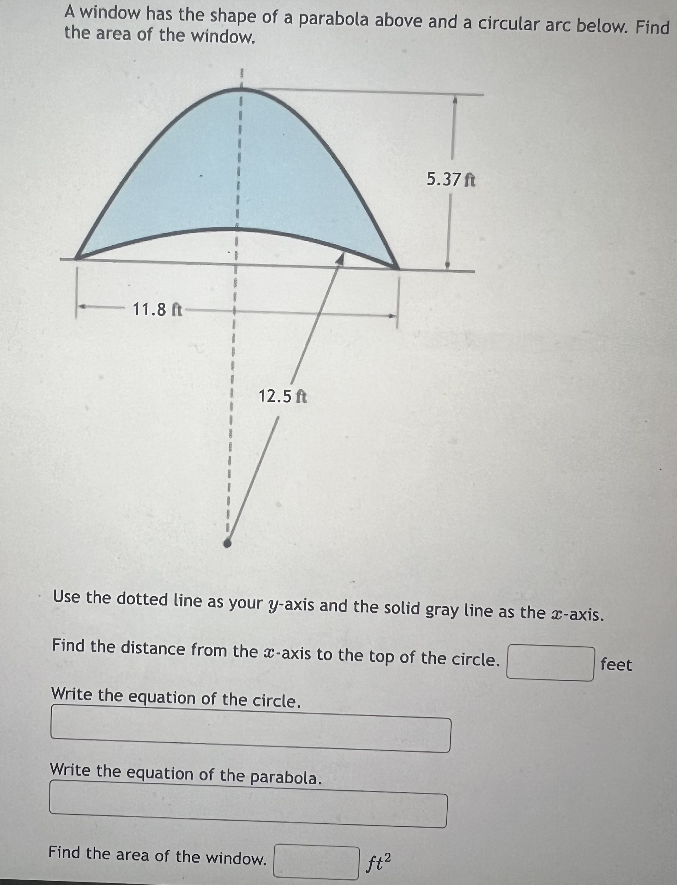 Solved A window has the shape of a parabola above and a | Chegg.com