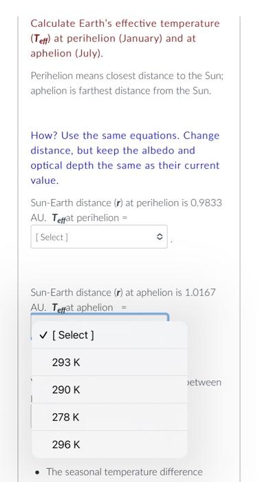 Solved Calculate Earth's effective temperature (Teff ) at | Chegg.com