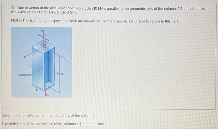 Solved The line of action of the axial load P of magnitude | Chegg.com