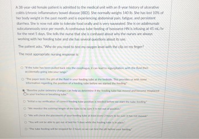 Solved A 38-year-old female patient is admitted to the | Chegg.com