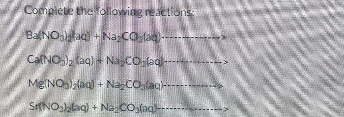 Solved Complete The Following Reactions: 