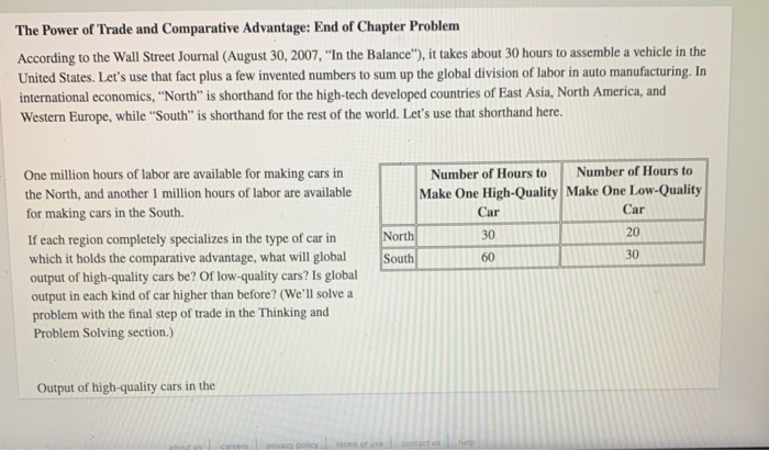 Solved The Power of Trade and Comparative Advantage: End of | Chegg.com